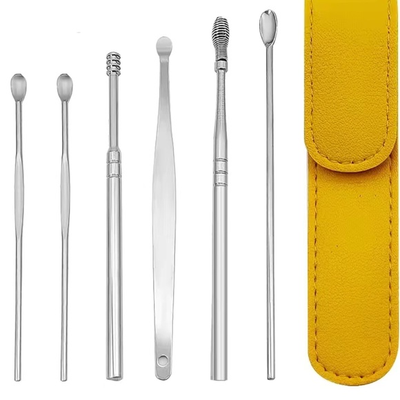 6 Piece Ear Cleaning Kit Stainless Steel in Carrying Case - Picture 2 of 7